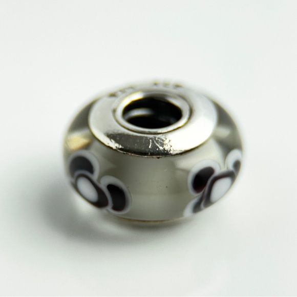 PANDORA Black Flowers For You Murano Charm 790641 Sterling Silver Core‎ Retired - Picture 6 of 11